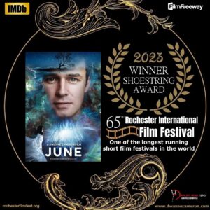 Dwayne Cameron Instagram - HONORED to announce June is the WINNER of the 2023 SHOESTRING AWARD at the ROCHESTER INTERNATIONAL FILM FESTIVAL in Rochester, New York❤️🇺🇸❤️

It's a real honor to be one of only 29 films in the world 🌎 to be selected to screen at the Rochester International Film Festival as they celebrate their 65th anniversary🎬🌟🎥

Thank you @rochester_film

For more info visit link in bio.

For updates also follow @june.film

#juneshortfilm #nzfilm #riff #rochesterfilmfestival
#rochesterinternationalfilmfestival
#scifi #sciencefiction #filmmaking #filmfestivals #filmfestival #filmfreeway #screenwriting #directorslife #actorslife #screenwriterslife #screenwriting #screenwriter #screenwriters #filmmaker #filmmakers #officialselection #sundance #tribecafilmfestival #sxsw #cannesfilmfestival #tiff #sundancefilmfestival #showrunner