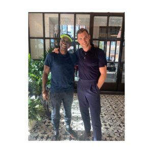 Ed Skrein Instagram - Bumped into my friend @daddydarkrdc in my hotel lobby in San Diego and he made my day. This man is an inspiration and mentor to many and a shining example of how one can contribute to their community leading by example with humility, generosity and empathy. I first met him at @run.dem.crew back in 2011 and he has been a source of inspiration for me since. Good peoples. My city is a better place cos of this man. 💚