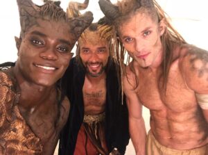 Ed Skrein Instagram - @disneymaleficent is out now worldwide!!! Hope you enjoy watching it as much as we enjoyed making it!! Here is a #bts shot with my bro’s @john_carew & #anthonykaye 🖤🖤🖤#maleficent