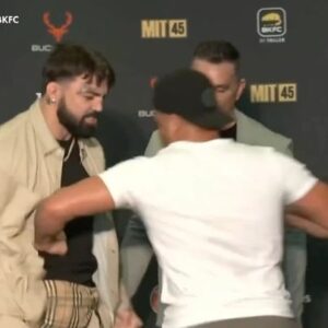 Eddie Alvarez Instagram - Mike Perry and Eddie Alvarez traded body shots at their first faceoff 👊 #BKFC56