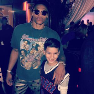 Eddie Cibrian Instagram - My youngest has been waiting for this game since the beginning of the NBA season to see his favorite player @russwest44 play in person. The Lakers were disappointing 👎 Westbrook, however, was not! 👍Thank you for taking the time to say Hi to my son 😎 #lakers #thunder #onehappykid 😁