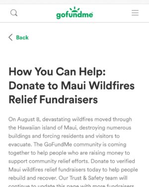 Edward Norton Instagram - We have lots of friends on Maui and have surfed along the SW shore and relaxed in Lahaina many times. Absolutely crushed to see such a wonderful community devastated. This is an excellent hub of verified fundraisers for various needs for those who can support.  Thanks for anything you can do.  Love & solidarity to Lahaina and Maui. Link in bio