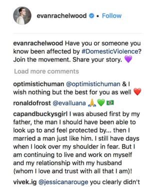 Edward Norton Instagram - I’m very inspired by the courage of my dear friend @evanrachelwood in sharing her own painful experience of abuse; her journey out of it and her determination to support & empower others caught in that atrocious situation through #IAmNotOk - More on her feed & in her terrifically thoughtful & honest conversation w @daxshepard on @armchairexppod Educating ourselves on the shocking reality that this experience is all too common and likely suffered in silence by someone you know and love seems more and more necessary every day.  You’re a guiding star, E...shine on!
