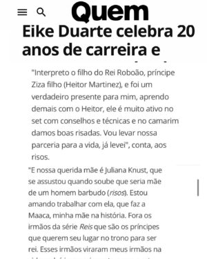 Eike Duarte Instagram - Compartilho com vocês o meu primeiro trabalho na @recordoficial ! Hoje estarei dando início ao personagem Ziza na @seriereis  21:00! Espero vocês de segunda a sexta por lá 🙌🫶