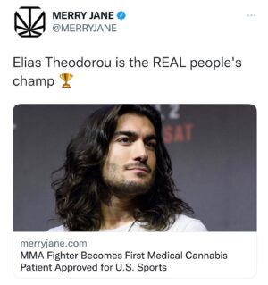 Elias Theodorou Instagram - The peoples champ with the mane to match  @merryjane #FightingTheStigma in athletics 🏆🦁🍁💨
-
-
-
#cannabis #athlete #weed #bae #letsgo #420community #marryjane #420daily #bro #knockout #usa #prohibition #mma #ufc #weed #trailblazer #colorado #dope #article 
#marijuana #insport #olympics #stigmafree