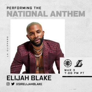 Elijah Blake Instagram - Momma Ya’boy is singing at the @nba @laclippers vs @lakers game today!!! Tune in & catch the vibez