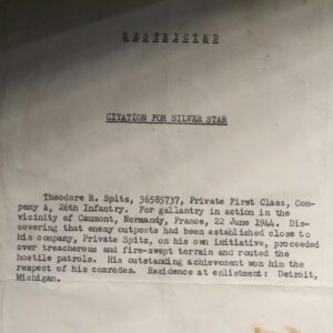 Elissa Slotkin Instagram - Today marks 80 years since U.S. and allied troops landed at Normandy on D-Day. Among them was my late grandfather, Ted Spitz, who was recognized for “gallantry in action” in the vicinity of Caumont, Normandy in the days following the initial landings. His story helps me get my arms around the enormity of the sacrifice that was made on this day eight decades ago. 

My grandfather landed on Omaha Beach after what felt like an eternity at sea waiting in silence. I was young when he died, so the only story I remember him telling me was about how terribly seasick he was, and therefore how desperate he was to get to dry land, despite what was waiting for him at the beach. 

Later, after the invasion, his unit set up camp, and he ended up discovering enemy outposts near his company. PFC Spitz “proceeded over treacherous and fire-swept terrain and routed the hostile patrols”, and was awarded the Purple Heart and Silver Star for his efforts. The story was published in the Detroit News. 

As a teenager, I traveled to the village in Normandy where his medals were pinned on him. Today, I keep his medals, the story, the citation, and his photo in my office. It’s a powerful reminder of the many stories of bravery by American service members on D-Day and in the days and weeks that followed.

D-Day was the first step in a long march through Europe that freed millions from fascist occupation. It was made possible by the incredible courage of the heroes who landed on that beach – courage that lives on in the generations of American service members that have followed them. Today is also about recognizing the individual stories of the hundreds of thousands who risked everything for something bigger than themselves.