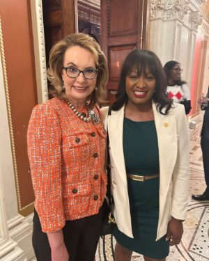 Elissa Slotkin Instagram - It was my absolute joy to host State Sen. Sarah Anthony in D.C. at the State of the Union. We first met back in 2018 while knocking doors together, and now she’s the Michigan State Senate’s first African-American Appropriations Chair.

Sen. Anthony is a star on the rise and a leader on economic opportunity for all, reproductive rights, and gun safety. Introducing her to national leaders yesterday evening was the highlight of my week.