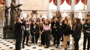 Elissa Slotkin Instagram - Welcome to Washington @brightonhs_bulldogs! It was great to stop on my way to vote last week and see the group in Statuary Hall of the U.S. Capitol after they received a tour from a couple of my interns.

Nothing is better than talking to students about everything from the week’s votes, to some of the strange rules of the House (no top hats and top coats on the floor!), to my office’s internship program.