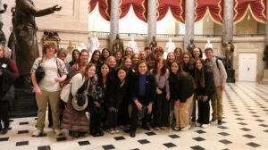 Elissa Slotkin Instagram - Welcome to Washington @brightonhs_bulldogs! It was great to stop on my way to vote last week and see the group in Statuary Hall of the U.S. Capitol after they received a tour from a couple of my interns.

Nothing is better than talking to students about everything from the week’s votes, to some of the strange rules of the House (no top hats and top coats on the floor!), to my office’s internship program.