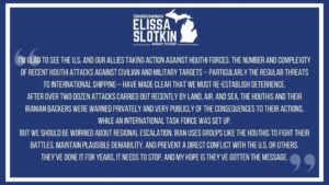 Elissa Slotkin Instagram - My statement on U.S. strikes against the Iran-backed Houthis: