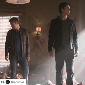 Elizabeth Blackmore Instagram - Looks like a bit of a bloodbath...
Don't forget to tune in tonight! 
#Repost @thecwtvd with @repostapp.
・・・
Damon and Alaric reunite for one more mission on a new ‪#TVD‬, TONIGHT at 8/7c!