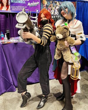 Elizabeth Maxwell Instagram - Albedos, and puppies, and sticky balls OH MY!

I had SUCH a good time at @animewashington, huge thanks to everyone who came out and were so generous with your positive energy and kindness! Getting to see my first Natasha cosplay in person was the icing on the cake!

#animewashington #myheroacademia #mineta #midnight #overlord #overlordanime #albedo #albedooverlord #natasha #honkaistarrail #honkaistarrailcosplay #cosplay