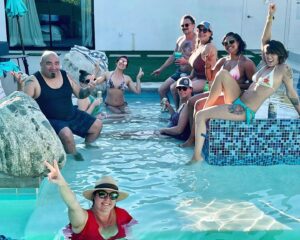 Elizabeth Maxwell Instagram - “It matters not if I am wealthy, for I am rich in friendship.”

Palm Springs Birthday, The Horizontals