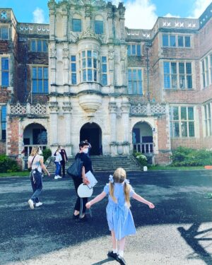 Ella Chadwick Instagram - Last day filming all done i didnt want to go i had so much fun and met lots of lovely people i had to say bye n pose infront of Crunchemhall #matildamovie #matildanetflix #crunchemhall #filmset #itsawrap #matildamusical #zebedeetalent #childactor