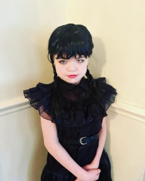 Ella Chadwick Instagram - #worldbookday For me it had to be #wednesday i love my dress and wig 📚🖤🤍📖 #wednesdayaddams #wednesdayvibes #worldbookdaycostume