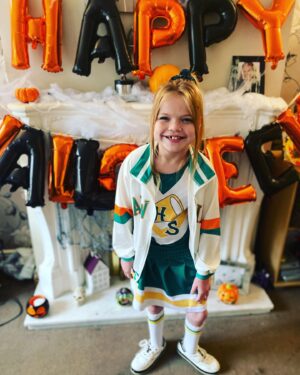 Ella Chadwick Instagram - Back to school today and its fancy dress to celebrate halloween so it had to be Stranger Things . Heres my chrissy outfit 🎃🧡🖤👻🕷🕸 #halloween #happyhalloween #strangerthings #chrissy #fancydress #bktoschool