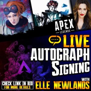 Elle Newlands Instagram - Hey Legends! 
To promote our Summer Streamily signings, some of the #apexlegends cast will be on a live stream, this Friday, 5pm PST, with @hisandherslive on their Twitch channel. We will have a Q&A and other types of general shenanigans. There will be a Summer group art print (slide 2) from @artnoush_  and I have added her new art for Horizon’s Heirloom and Necromancer in my store. Hope to see you! 

Streamily.com/ellenewlands
(link in bio)

@justinehuxley 
#wattsonapexlegends 
@benjipea 
#fuseapexlegends 
@angrymeli 
#catalystapexlegends 
@themelalee 
#lifelineapexlegends 
@chris.edgerly 
#pathfinderapexlegends 
@robinatkindownes 
#ballisticapexlegends 
@sweeetanj 
#rampartapexlegends 

@streamily.live