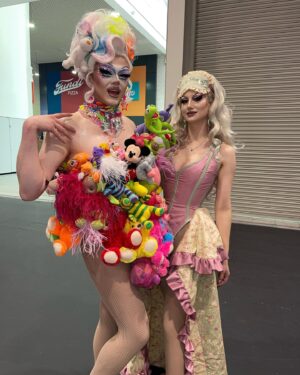 Ellie Diamond Instagram - DRAG CON PT.1 🧸🎀👛🌸🏩💕💞 
-
Thank you to everyone who came to visit the toy machine over the weekend this dress and booth was a lot of fun to create and bring to life! #madebyme 
-
This dress was inspired by a gorgeous shop I visited while in Australia (swipe to the last pic) @tibbsandbones