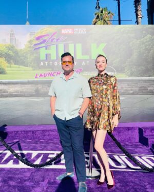 Elyse Levesque Instagram - Serving up Marvel Chic and supporting our best one @tatianamaslany as she absolutely (Hulk) SMASHES in the new She-Hulk. You’re gonna wanna watch this. It’s seriously fun. 💚 #proudparents 

And shout out to @maxmagpie for the best dress!
