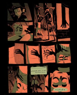 Ema Mlynarčíková Instagram - 🥩🦴GUTS part 3
A comic about scary things. 
CW: gore, toxic masculinity?, bad puns

Lineart done within the 24hour comic challenge. Thats why it gets sloppy towards the end haha. 

If you’d like to support me, i uploaded a comfier pdf to my gumroad for a great price of 1€! (link in bio)
Enjoy #comic #comics #spooky #sliceoflife #gore #guts #halloween #procreate