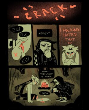 Ema Mlynarčíková Instagram - 🥩🦴GUTS part 2
A comic about scary things. 
CW: gore, toxic masculinity?, bad puns

Lineart done within the 24hour comic challenge. Thats why it gets sloppy towards the end haha. 

If you’d like to support me, i uploaded a comfier pdf to my gumroad for a great price of 1€! (link in bio)
Enjoy #comic #comics #spooky #halloween #guts #gore #sliceoflife #procreate