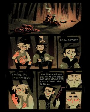 Ema Mlynarčíková Instagram - 🥩🦴GUTS part 2
A comic about scary things. 
CW: gore, toxic masculinity?, bad puns

Lineart done within the 24hour comic challenge. Thats why it gets sloppy towards the end haha. 

If you’d like to support me, i uploaded a comfier pdf to my gumroad for a great price of 1€! (link in bio)
Enjoy #comic #comics #spooky #halloween #guts #gore #sliceoflife #procreate