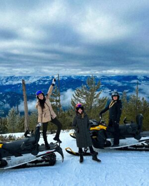 Emilia Ares Instagram - Snowmobiling saga in WA: Went from legit terrified vibes to sending it down the mountain like a boss! 🏔️❄️ Living that mountain life with the squad. 🤙 #FearConquered #MountainThrills”