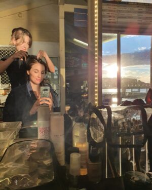 Emilie Cocquerel Instagram - Set life. Sometimes it's glam sunrises by the sea. Sometimes it's not. Both made better by @makeupartistladyko