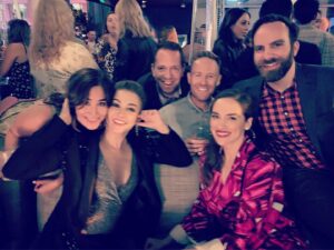 Emily Andras Instagram - Work is hard. Might as well do it with people you love. 🧡 #SDCC #ewparty #WynonnaEarp #lucky (Missing from photo due to dancing but also loved — @chantel_riley @itstopss and of course Greg Lawson).