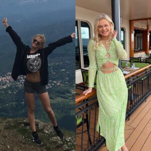 Emily Barker Instagram - Comparison really is the thief of joy 😇

I used to be skinny… Like really skinny! To the point where size 6 clothes were too big for me… and I was genuinely pretty proud of it! 

Being on DWTS for the last 6 years and starting at 18 years old, you’ve probably seen my body change over the years. 

Growing up in the competitive dance world, my relationship with food and how I perceived my body weren’t always positive.

I started competing at 7 and struggled to eat because of the nerves leading up to competitions which led to bad habits with food. At 9 years old I was moved to an older category because the only boy I could dance with in my area was 13 so I competed against older girls, which is where I first began to develop comparison issues. I would analyse my body next to the older girls who were clearly more developed and fitted their skimpier costumes a lot better than 9 year old me. At 14 I stopped competing and fell out of love with the sport and never thought I’d dance again. 

At 17 I took my PT exam with the hope of starting my own fitness business, but 3 months after passing I was offered my first role on a paid dancing gig to travel the world and I just couldn’t refuse. I fell back in love with dancing but began to slip back in to my old mindset of forcing my body to be as small as possible. 

Trying to be skinny is really tough. It’s tough every time you eat a biscuit then you have to run on the treadmill for 30 minutes to burn it off. It’s tough starving yourself for 3 days before a photo shoot then bingeing on anything you can find 24 hours after. It’s tough doing a 2 hour dance show and not eating after incase you look big in your costume the next day. 

This mindset is something I had inter-grained over years of body comparison. I continued this for years of my dance career, until lockdown hit.  I’d finished season 4 of DWTS and decided to get my dumbbells out and start using my PT qualification again and set up @madhotfit.

⬇️ REST OF THE CAPTION IS PINNED BELOW ⬇️