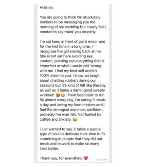 Emily Barker Instagram - September Dump ⚡️🫶🏼❣️

1. In Marbs at the dance retreat ✨ 
2. the best message I’ve received this year (it made me cry 😭) 
3. Little walk and paddle in the peaks 
4. Thinkin I’m crazy cool drinking champers in a castle (might have been slightly tipsy here, unsure about why I put sunglasses on) 
5. The best view and my gorgeous handsome boy 🐶 
6. Insane makeup and hair by @sandragillenmakeup & @siansharkeyhairstylist 
7. Pupperssss 
8. Soaking up the last of the sunshine in Marbs ✨ 
9. Sunset in the peaks 🌅
10. Running in my super cool running vest 😎