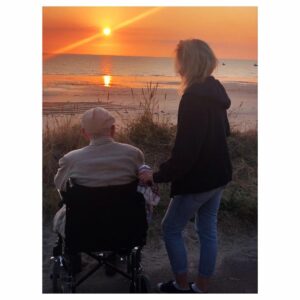 Emily Berrington Instagram - Normandy beach walks with Grandad, hearing about his experiences here 70 years ago. 💛