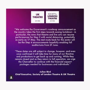 Emily Berrington Instagram - Better times are in sight at last, but it’s been a terrible year for many people working in arts. These organisations are working to relieve hardship on creative communities severely affected by COVID ➡️@theatresupportfund @fleabagforcharity @actingforothers #theshowmustgoon 
All of which are supported by the amazing @ashley.harvey1 and @bmh.productions 💛