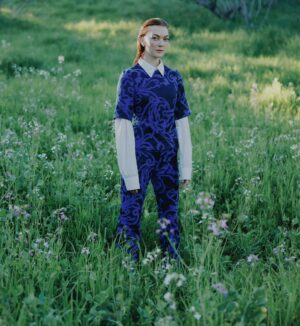 Emily Coutts Instagram - Played with @nolwencif for @vulkanmag 🫐

styled by @kim_johnson_ , H&MU by @daniellehaxtonmua