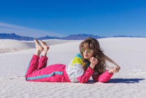 Emily Marie Palmer Instagram - White Sands National Park fills me with pure ecstatic joy. 😍😭 

You can’t tell from these pictures, because I was trying to be cool and fit the vibe of our silly photoshoot, but I was neither chill nor cool on the inside because this place is AN ABSOLUTE WONDER ✨

The sand is always soft and cool and doesn’t stick to you the way most sands do — it’s bizarre and heavenly, and if you are a soul that appreciates a good spot for frolicking, as I do, it’s well worth a visit. I’m so glad we got to go back. 🤍 

📷 @joeyciccoline (always) 

#whitesandsnationalpark