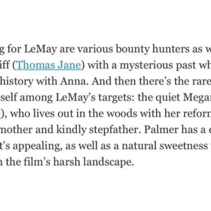 Emily Marie Palmer Instagram - “And then there’s the rare daughter who finds herself among LeMay’s targets: the quiet Megan (Emily Marie Palmer), who lives out in the woods with her reformed, churchgoing mother and kindly stepfather. Palmer has a directness about her that’s appealing, as well as a natural sweetness that’s much needed within the film’s harsh landscape.” 

-Christy Lemire at Roger Ebert ♥️
 
#thelastson