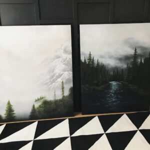 Emily Serpico Instagram - It feels so good to paint again 🌲 #pnw #pnwonderland #oregon #forest #forestpainting #mountainpainting #painting #moodynaturelandscapes