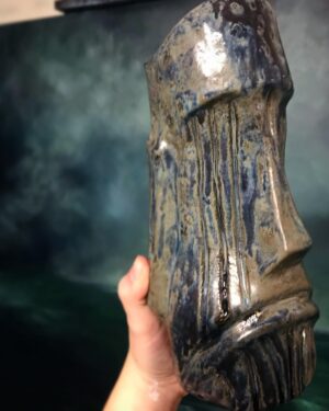 Emily Serpico Instagram - Loving this new glaze! #ceramics #moai #tikimug #tikiart #slipcast #glaze