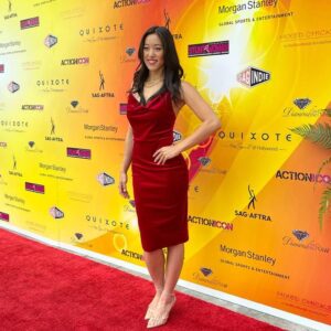 Emily Tung Instagram - What an honor to be invited to perform this year at the 11th Annual Action Icon Awards!! It’s my first time at a red carpet event 👠 Had such a blast celebrating with so many badass stuntwomen, jumping on the red carpet, then jumping on stage, then jumping back into the event to meet old and new faces. Truly honored to be a part of this community ❤️ 💕 
.
.
.
.
#actioniconawards #stuntwoman #sagaftra #stuntlife #redcarpet #celebratingwomen #womeninaction @ditrfoundation #dangerzone #sheroes #stuntperformers #stuntdouble #stuntpoc #hollywood