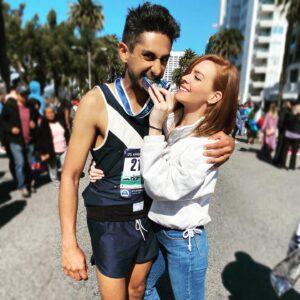 Emily Wilson Instagram - I could not be prouder!!!! @adhirkalyan ran his first marathon, and finished in: 3:24:33!🏅 #lamarathon