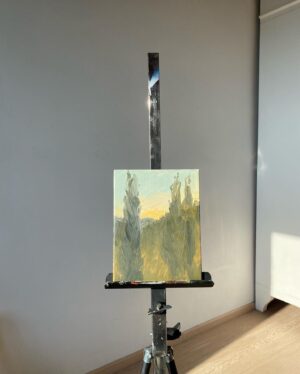 Emma Kathleen Hepburn Ferrer Instagram - Lil’ painting of some cypress trees in my father’s backyard. 
Cypress Trees
Oil on canvas board 
15 x 20 cm
@saparcontemporary 
#oilpainting #tuscany #painting #landscape #pleinair #oilpaint #painter #cypresstrees