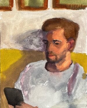 Emma Kathleen Hepburn Ferrer Instagram - Watercolor of Jim
#painting #contemporarypainting #watercolor #portrait #portraitpainting
