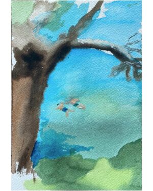 Emma Kathleen Hepburn Ferrer Instagram - Bathers in Portofino. Watercolor on paper.
#bathers #portofino #paraggi #golfodiparaggi #melanconia #watercolor #watercoloronpaper #painting #contemporarypainting