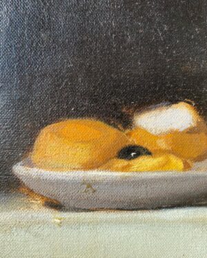 Emma Kathleen Hepburn Ferrer Instagram - ‘After the Party is Over (Still Life with Roses and Biscuits)’, 2014
Oil on Linen
44x55 cm
Framed
.
This piece is a study of the melancholy and solitude of celebration, executed as a Vanitas-reminiscent still life evoking the somberness or loneliness one feels when a party is over, particularly a party in the aftermath of which one is forced to reckon with projected social identities and constructions. The piece looks at themes such as decadence, consumption, and perishability. 
Now available through @saparcontemporary and purchasable through @artsy at link in bio!
#vanitas #stilllife #stilllifepainting #perishability #festivities #indulgence #loneliness #solitude #oilonlinen #oilpainter #oilpainting #painter #oilpaint #painting #paint