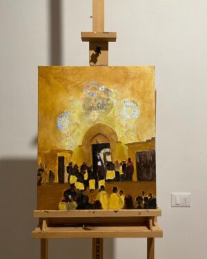 Emma Kathleen Hepburn Ferrer Instagram - This is nerve-wracking! Beginning to share my new works with the world feels intimate, and to be honest, scary. I think that’s because they are truer, more ‘me’ than my prior works. 
Living in Italy, I am immersed in this pool of tradition, ritual, conventional and non-conventional spaces and forms of spirituality. 
I know this last word holds a lot of meaning for some, for others, non-meaning, problems for even more. Am I spiritual? Am I religious? Am I part of the problem if I even try to look at these ideas?
How do I begin to even look towards these sacred spaces and practices that have existed for centuries, millennia even? What is a place of “culto”? Wouldn’t my time be better spent, more useful focusing on other things? But, would looking away be, in a way, being unintentionally more wrapped up in this belief system? As much as they are in reverence of this world, these people, these practices, and even these secrets, this new work attempts to be a critique of these environments, a commentary of our lives as they are informed by belief. 
I could go on and on, but, for now here is “La Processione della Madonna Addolorata di Putignano”, or “The Procession of Our Lady of Sorrows of Putignano”.
Taking this to the framer today for the MA Interim show with @fine_art_csm, ‘All things current are found’ Open 11am–5pm, 10–12 March at The Chainstore, 64 Orchard Place. Trinity Buoy Wharf. E14 0JW London
#mainterimshowcsm