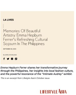 Emma Kathleen Hepburn Ferrer Instagram - Today in @lifestyle_asia ❤️