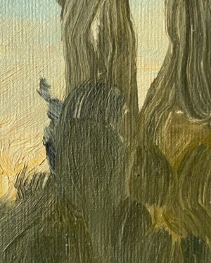 Emma Kathleen Hepburn Ferrer Instagram - Lil’ painting of some cypress trees in my father’s backyard. 
Cypress Trees
Oil on canvas board 
15 x 20 cm
@saparcontemporary 
#oilpainting #tuscany #painting #landscape #pleinair #oilpaint #painter #cypresstrees