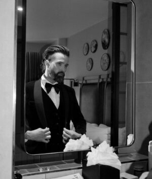 Emmett Scanlan Instagram - Regardless of what happens tonight, this outfit is winning…An outfit that doesn’t happen without my trusted steed @steviebstyle. 

To the savage brands for this evenings outer skin, I salute yis… 

@sergedenimes rings
@willsveganstore belt & shoes
@mossbros trousers
@jackmartin_menswear blazer/waistcoat
@slatermenswear shirt

And me girl @brookesimonsmakeup who captured this before, before I share the soon to be after.. see ye soon @iftaacademy 🙏🏻❤️