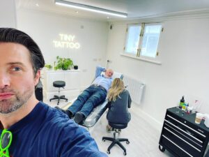Emmett Scanlan Instagram - Today I got another tattoo. Which on its own isn’t a big deal, except this time me old man came with. And at the ripe young age of 77, got himself one too. 
His 1st.